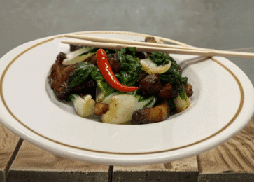 Pork Belly Bok Choy with Chopsticks