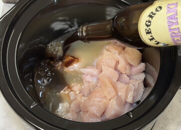 Marinade pouring in a slow cooker