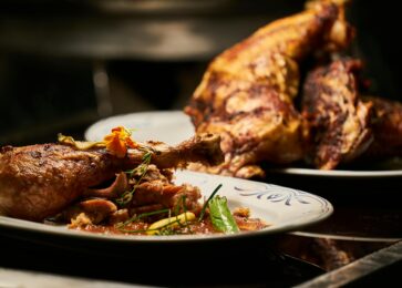 Deliciously roasted meat drizzled in Allegro marinade.